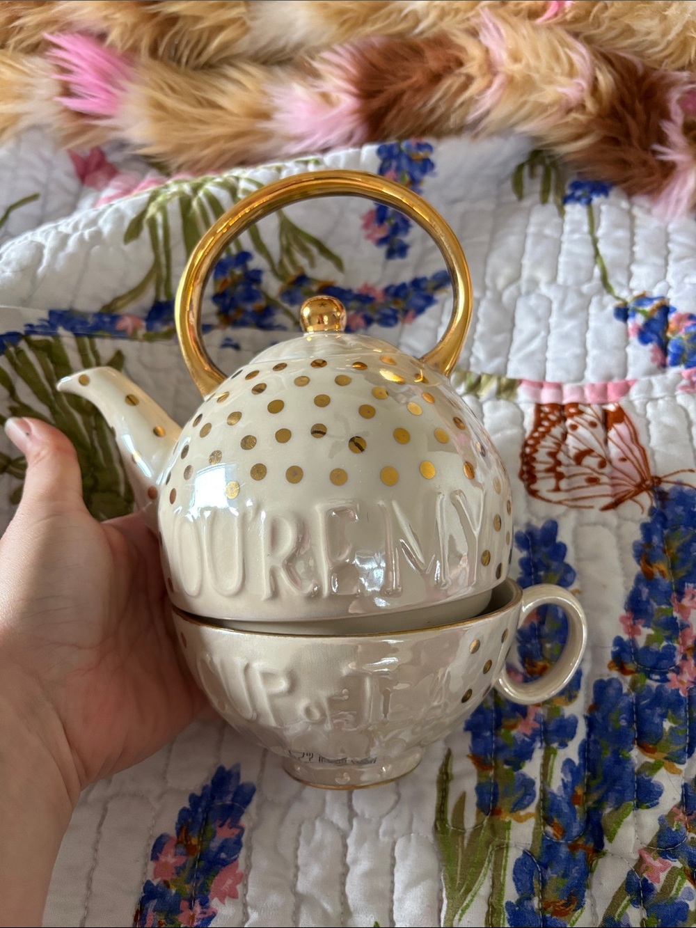 Anthropologie you’re my cup of tea tea pot and cup NWOB - Picture 4 of 8